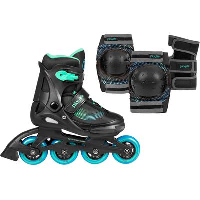 Inlineskates PLAYLIFE "Playlife Joker" Gr. 28, blau (blau, schwarz), Inlineskates_Rollschuhe_Schlittschuhe, Kinder, 28/31, Kunstfaser, mit Schutz Set bestehend aus Knie-, Ellenbogen-, Handgelenkschützern