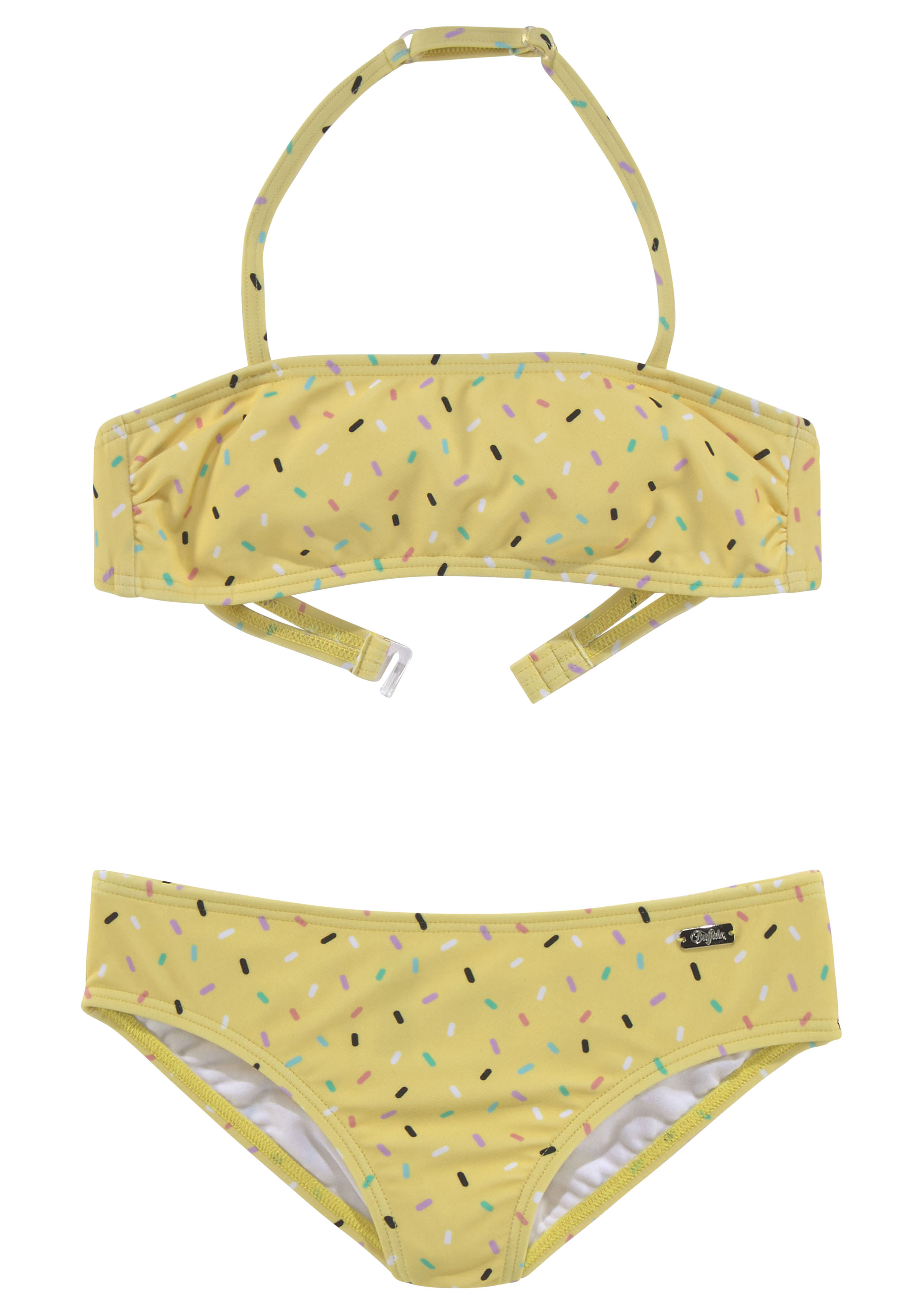 Bandeau-Bikini BUFFALO "Candy Kids", Kinder, Gr. 170/176, N-Gr, gelb (gelb, bedruckt), Recycling-Polyamid, bedruckt, gepunktet, Bikini-Sets, mit Streusel-Druck Image