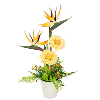 Kunstblume I.GE.A. "Arrangement Strelitzie/Gerbera", orange, B:35cm H:60cm L:30cm, Kunstpflanzen, Topf aus Keramik Image