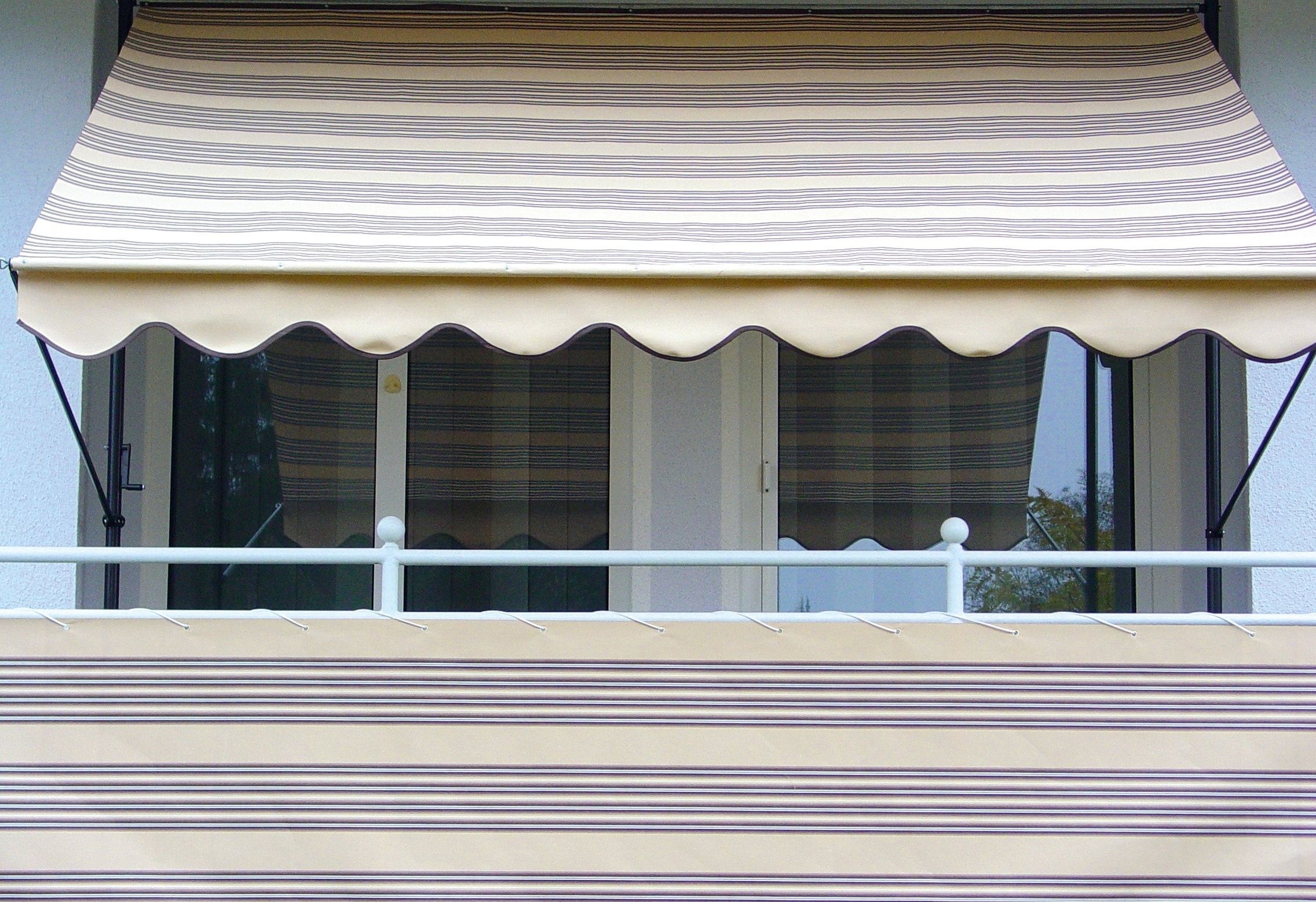 Klemmmarkise, beige (beige, braun), B:350cm, Polyacryl, ANGERER FREIZEITMÖBEL, Markisen, beige-braun, Ausfall: 150 cm, versch. Breiten