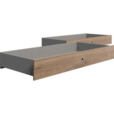 Bettschubkasten WIMEX "Valencia", braun (plankeneiche nachbildung), B:141cm H:20cm T:61cm, Spanplatte, Schubladen, im 2-er Set Image