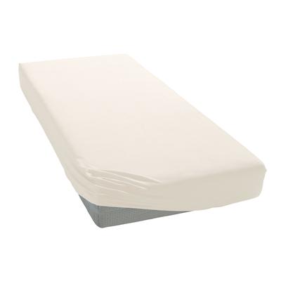 Spannbettlaken BELLANA "Mako-Jersey exclusiv in Gr. 90x200, 140x200 oder 180x200 cm", beige (creme), B:90-100cm L:190-200cm, Mako-Jersey, Obermaterial: 100% Baumwolle, Laken, aus Baumwolle, für Matratzen bis 25 cm Höhe, Bettlaken, Spannbetttuch Image