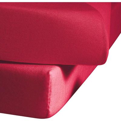 Spannbettlaken FLEURESSE "Ines hochwertiger Jersey aus reiner Baumwolle", lila (himbeere), B:100cm L:200cm, Jersey, Obermaterial: 100% Baumwolle, Laken, aus Baumwolle, für Matratzen bis 23 cm Höhe, Bettlaken, Spannbetttuch Image