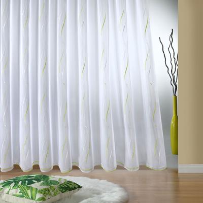 Gardine WECKBRODT "VIVIEN" Gr. 12, grün (weiß, grün), B:750cm H:245cm, Voile, Polyester, Gardinen, echte Stickerei, Voile, Allover, Motiv, Halbtransparent, gebogt, Store Image