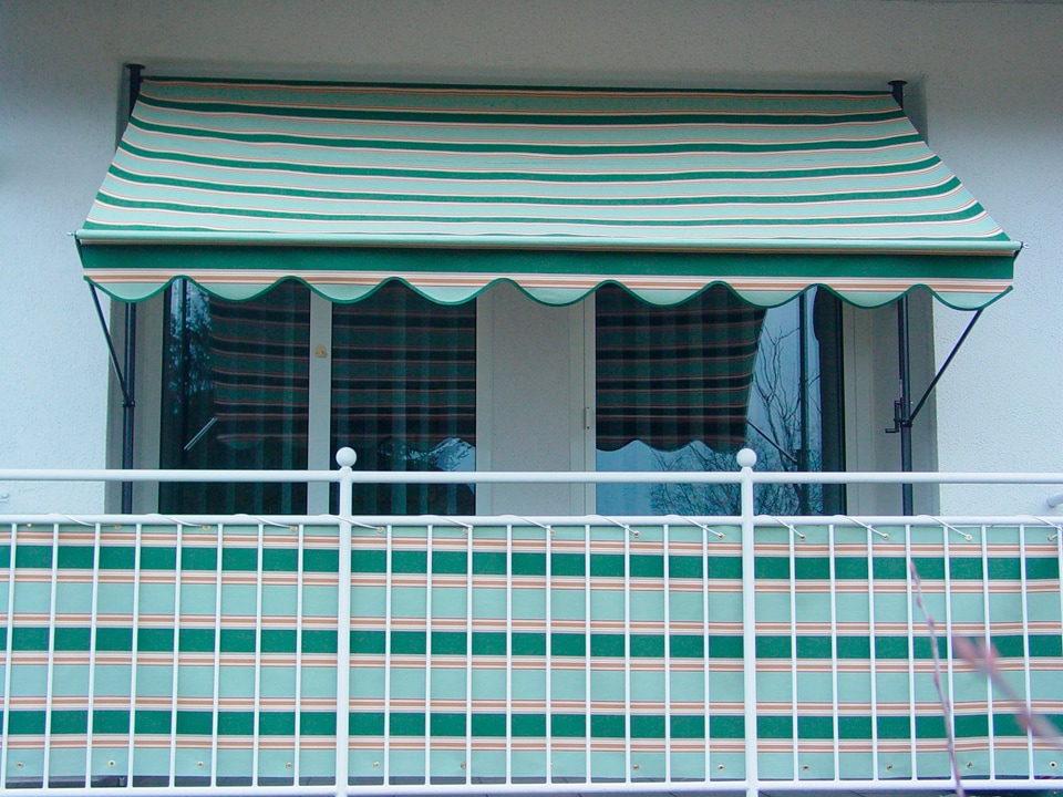 Klemmmarkise, beige (beige, grün), B:150cm, Polyacryl, ANGERER FREIZEITMÖBEL, Markisen, grün-beige, Ausfall: 150 cm, versch. Breiten