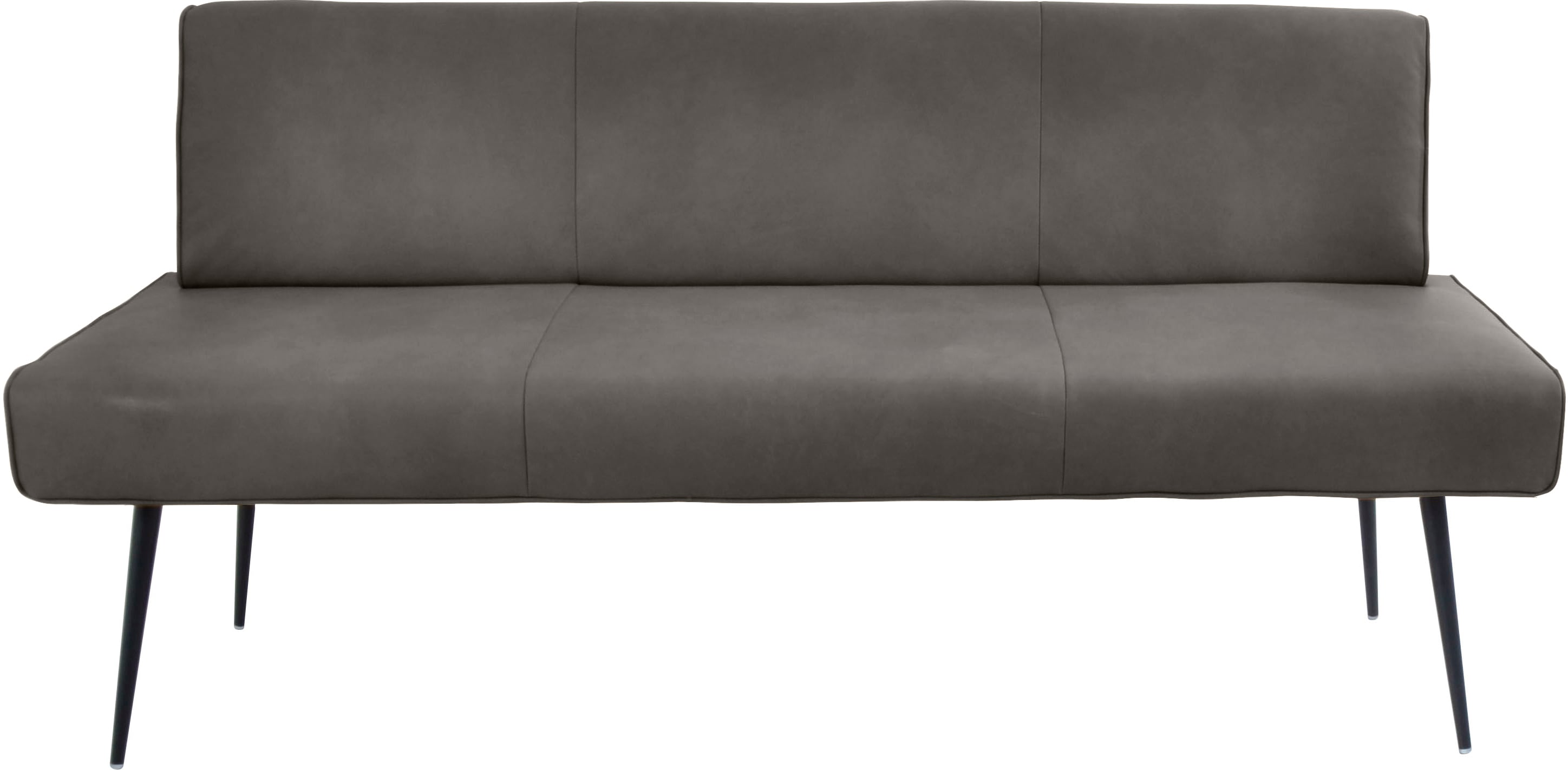 Polsterbank K+W KOMFORT & WOHNEN "Giacomo I", grau (granit, schwarz), B:177cm H:87cm T:62cm, Sitzbänke, Polsterbank, Metallfüsse in schwarz, wahlweise in der Breite 200cm oder 177cm