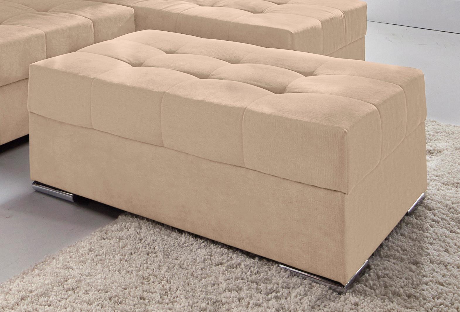 Polsterhocker COLLECTION AB "Josy, B: 97 cm", braun (hellbraun), B:97cm H:41cm T:68cm, 100% Polyester, Hocker, individuell zu kombinieren, Federkern Image