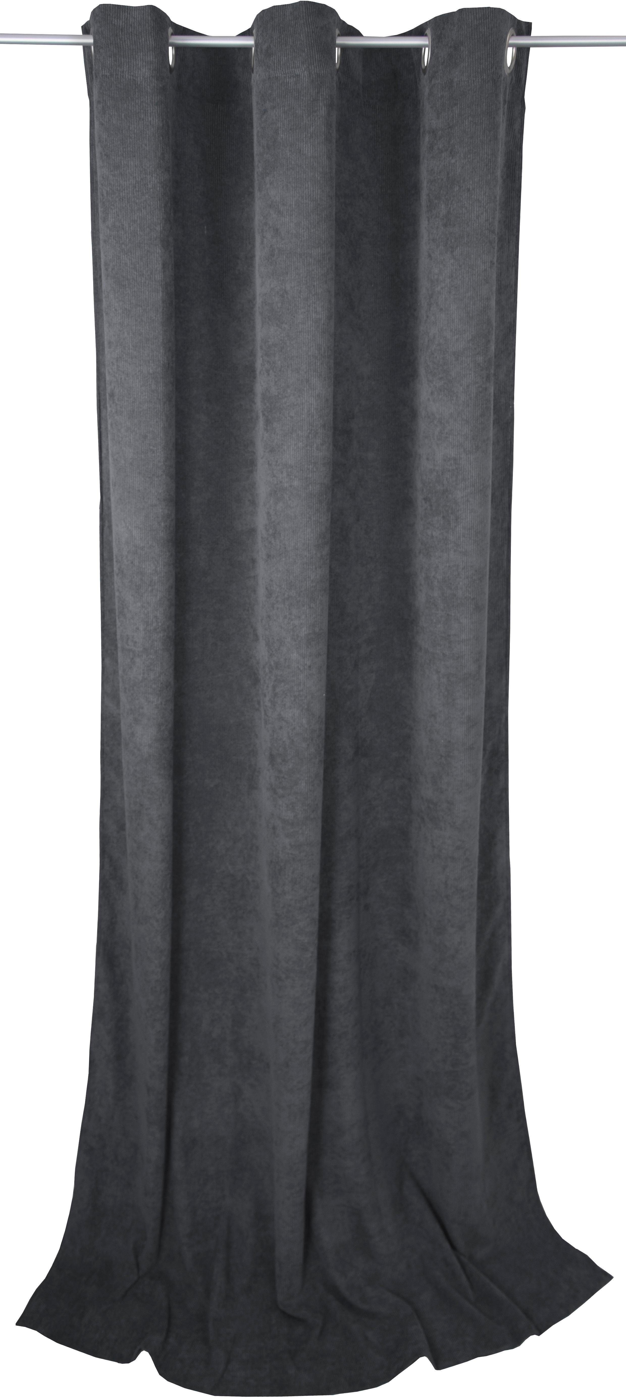 Vorhang TOM TAILOR HOME "CASUAL CORD" Gr. 1, grau (anthrazit), B:140cm H:245cm, Wirkware, Nylon, Polyester, Gardinen, HxB: 245x140
