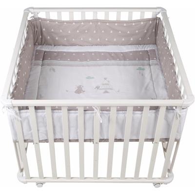 Laufgitter ROBA "Indibär, 100x100 cm", Baby, weiß, Laufställe, mit Stoffeinlage und Nestchen