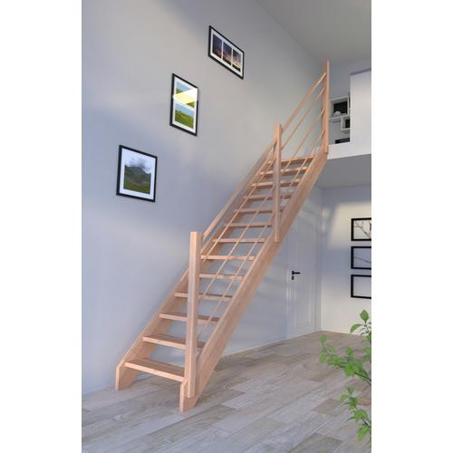 „STARWOOD Systemtreppe „“Massivholz Mykonos, Holz-Holz Design Geländer Rechts““ Treppen Durchgehende Wangenteile Gr. gerade, beige (natur) Treppen“