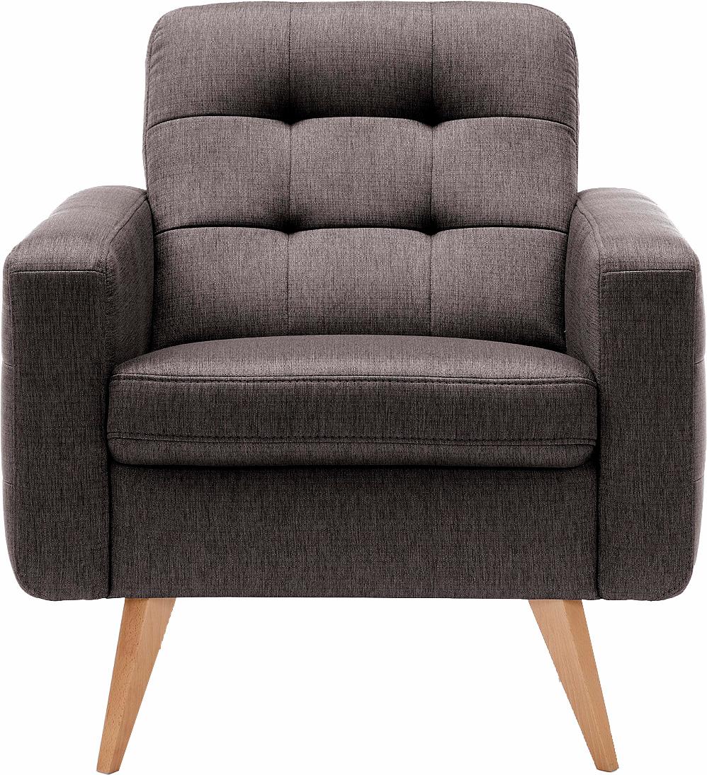 Sessel EXXPO - SOFA FASHION "Nappa, Loungesessel mit aktueller Rückensteppung, bequem und modern", braun (coffee), B:81cm H:87cm T:78cm, Struktur ( 100% Polyester), Sessel, Einzelsessel, hohe Holzfüße