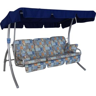 Hollywoodschaukel "Genua, TOPSELLER", blau (blau, grau, blau, grau), B:210cm H:210cm T:145cm, Obermaterial: 50% Baumwolle, 50% Polyester. Füllung: 100% Polyurethan, ANGERER FREIZEITMÖBEL, Hollywoodschaukeln, inkl. Auflagen und Zierkissen Image