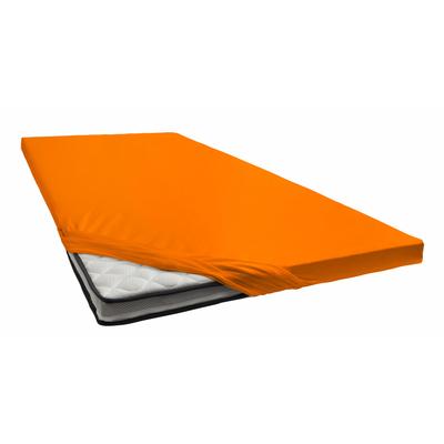 Spannbettlaken BELLANA "Jersey-Elasthan deluxe in Gr. 90x200, 140x200 oder 180x200, für Topper", orange (papaya), B:90-120cm L:200-220cm, Jersey-Elasthan, Obermaterial: 95% Baumwolle, 5% Elasthan (LYCRA), Laken, aus Baumwolle, für Matratzen bis 10... Image