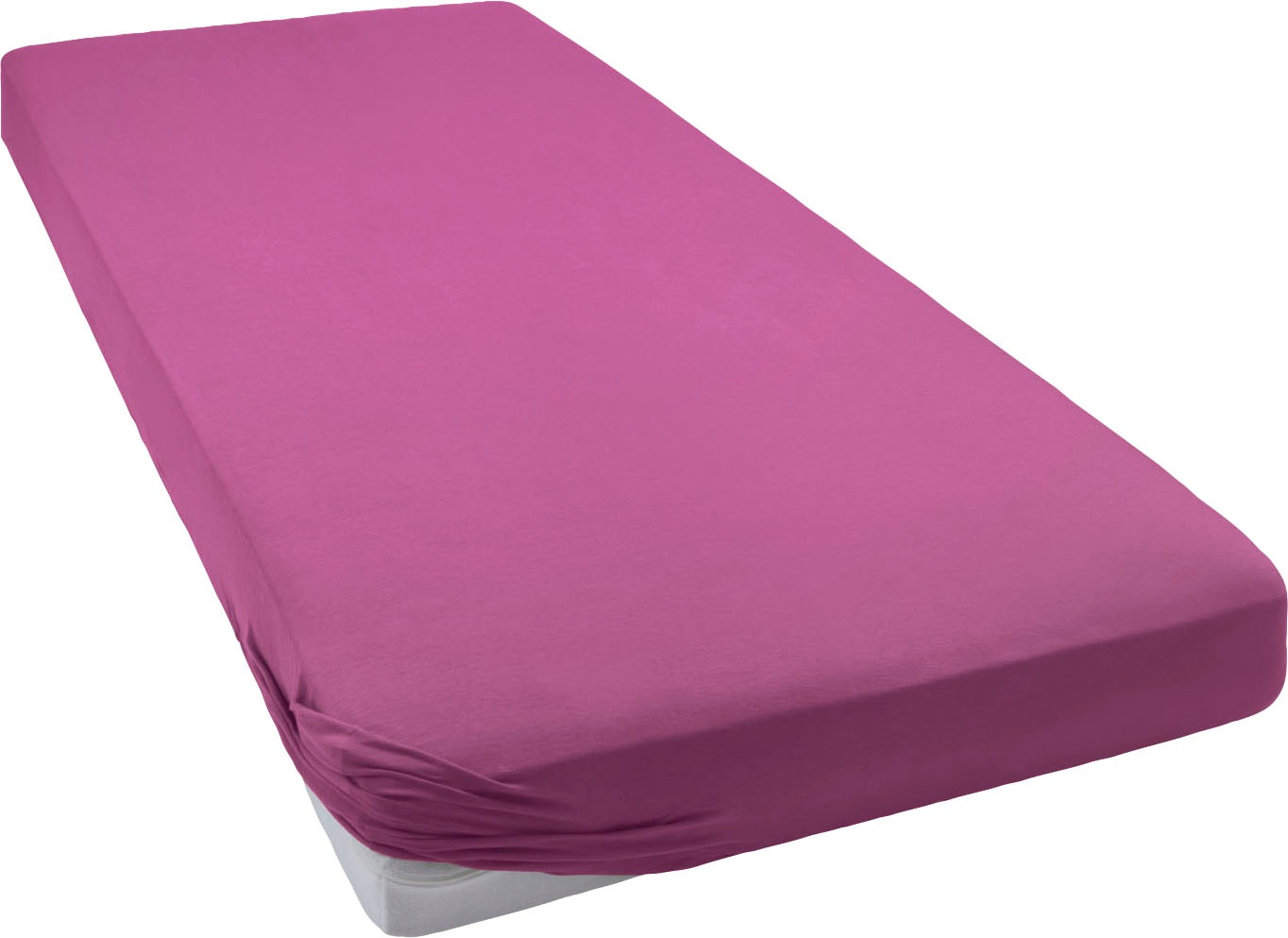 Spannbettlaken BELLANA "Melone in Gr. 70x140, 90x200, 140x200 oder 180x200 cm", lila (beere), L:200cm, Mako-Jersey, Obermaterial: 100% Baumwolle, Bettlaken, Baumwolle, Matratzen bis 25cm Höhe, Spannbetttuch auch für Kinder