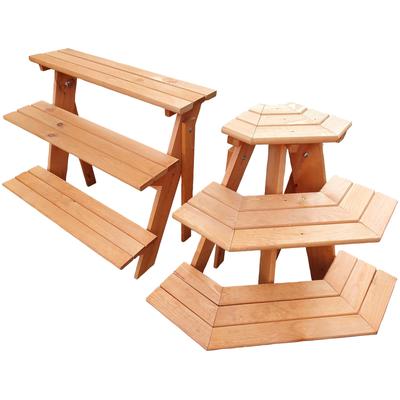 Blumenständer PROMADINO "Blummentreppe", braun, B:137cm H:62cm T:59cm, Holzwerkstoff, Pflanzgefäße, mit Eckelement, BxTxH: 137x59x62 cm