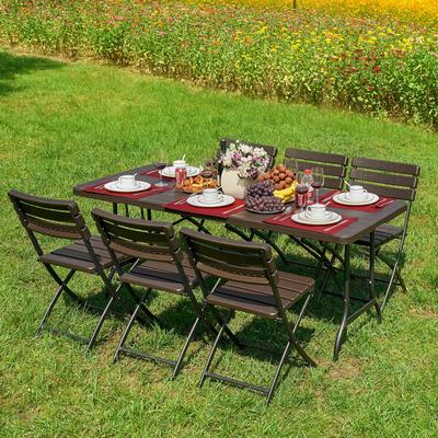 Klapptisch GARDEN PLEASURE "Tabora", schwarz (holzoptik, schwarz), B:74,5cm H:73cm T:180cm, Tische