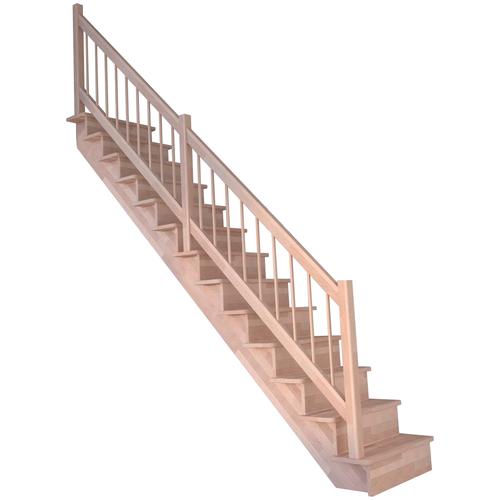 „STARWOOD Systemtreppe „“Massivholz Lindos, Holz-Holz Design Geländer““ Treppen Durchgehende Wangenteile Gr. gerade, beige (natur) Treppen“