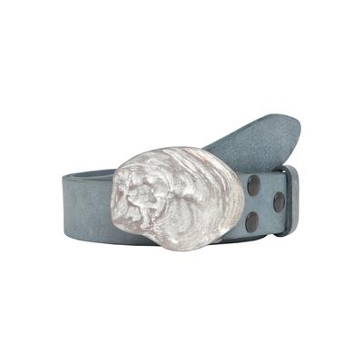 Ledergürtel, Damen, Gr. 95, blau (jeansblau), Leder, RETTUNGSRING BY SHOWROOM 019, unifarben, casual,modisch, Gürtel, mit austauschbarer Schließe »Auster Muschel Rosé« Image