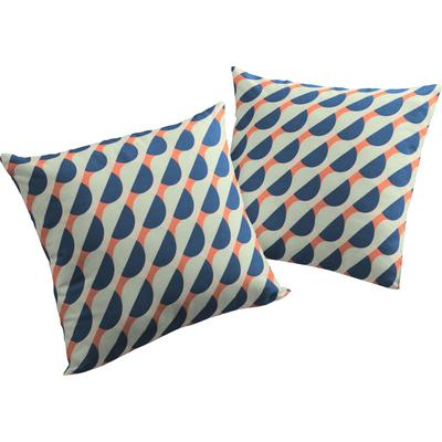 Dekokissen ADAM "Circles", blau (blau, orange, bedruckt), B:40cm L:40cm, Baumwolle, Dekokissen_Sitzkissen_Kissenhüllen, GOTS zertifiziert - Kissenhülle ohne Füllung, 1 Stück Image