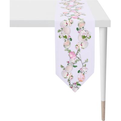 Tischband APELT "6907 HAPPY EASTER, Osterdeko, Ostern", bunt (weiß, flieder, rosa, grün), B:25cm L:175cm, Polyester, Baumwolle, Tischdecken, Digitaldruck Image
