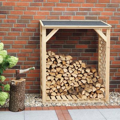 Kaminholzregal PROMADINO "Speyer", beige (natur), B:119,5cm H:148cm T:68cm, Holzwerkstoff, Kaminholzlager Image