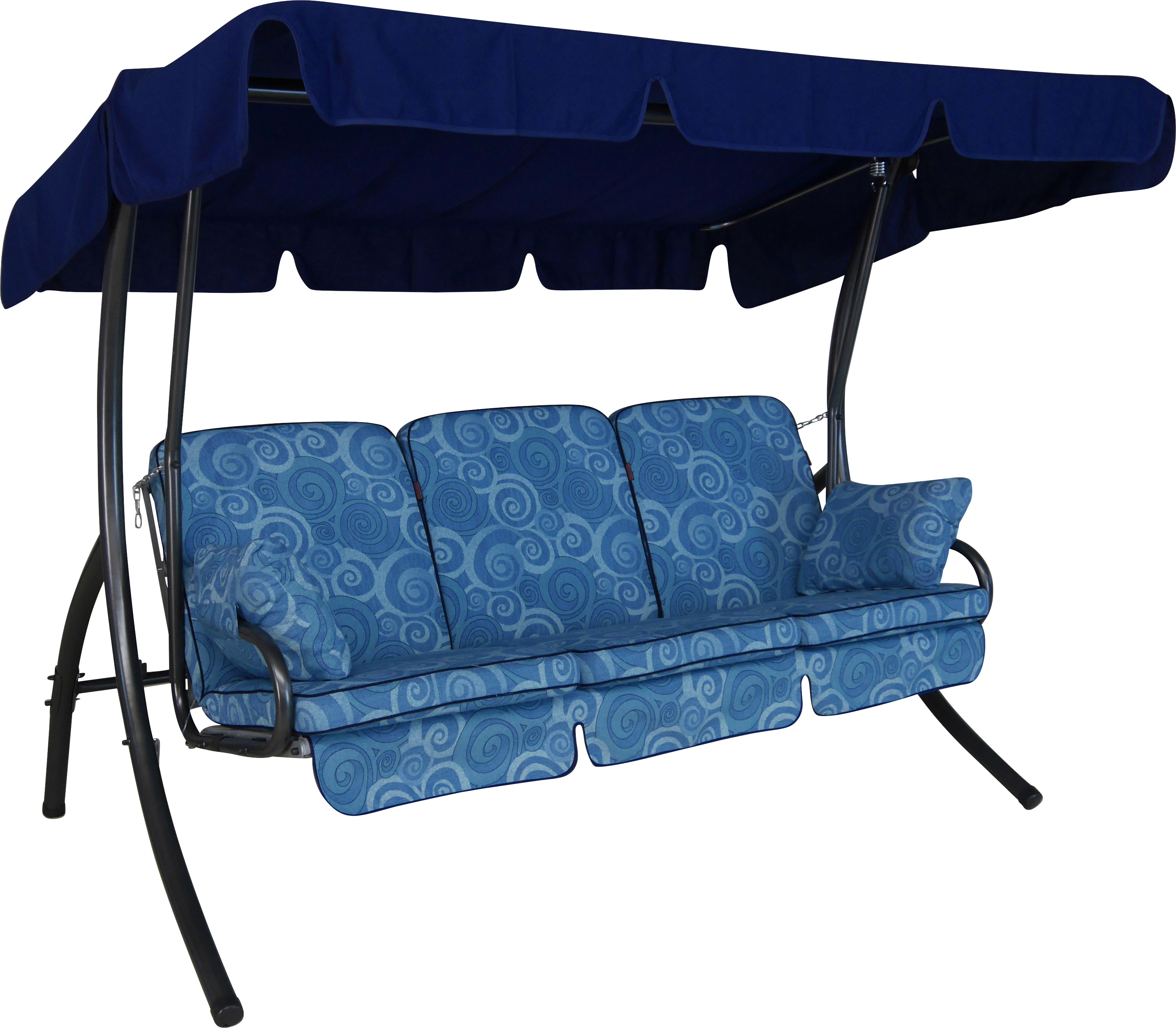 Hollywoodschaukel "Santorin, TOPSELLER", blau (blau, blau), B:210cm T:145cm, Obermaterial: 75% Baumwolle, 25% Polyester. Füllung: 100% Polyurethan, ANGERER FREIZEITMÖBEL, Hollywoodschaukeln, inkl. Auflagen und Zierkissen, robust, langlebig