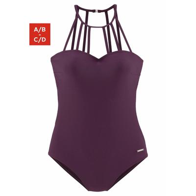 Badeanzug BRUNO BANANI, Damen, Gr. 36, Cup A/B, rot (bordeaux), Polyamid, Badeanzüge, mit eleganter Ausschnittvariante Image