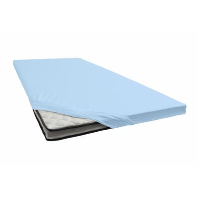 Spannbettlaken JANINE "TOPPER 5001/", blau (hellblau), B:180-200cm L:200-220cm, Jersey-Elasthan, Obermaterial: 95% Baumw