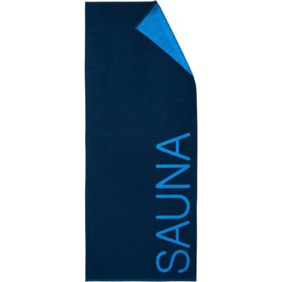 Saunatuch DYCKHOFF "Doubleface", blau, B:80cm L:200cm, Zwirnfrottee, Obermaterial: 100% Baumwolle, Handtücher (Packung), mit Schriftzug "Sauna" Image