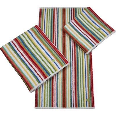 Duschtuch ROSS "Multicolor", rot, B:70cm L:140cm, Frottier, Baumwolle, Handtücher (Packung), mit Streifen und gesticktem ROSS-Emblem Image