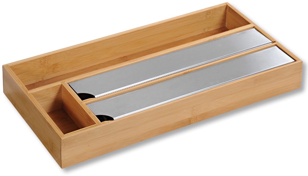 Folienspender KESPER, beige (natur), B:19cm H:5,4cm L:42cm, Küchenrollenhalter, 100% FSC-zertifiziertes Bambusholz