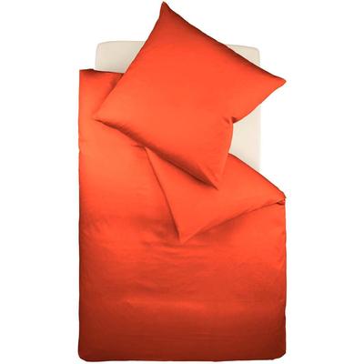 Bettwäsche FLEURESSE "Colours in 135x200, 155x220 oder 200x200 cm", rot (chili), B/L: 155cm x 220cm, , Mako-Satin, B/L: 80cm x 80cm, Mako-Satin, Obermaterial: 100% Baumwolle, Bettwäsche, Bettwäsche aus 100% Baumwolle, uni, mit Reißverschluss Image