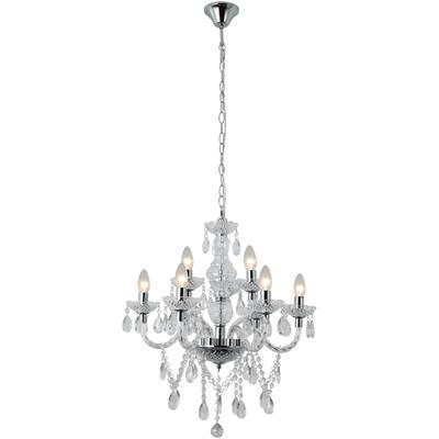 SALESFEVER Kronleuchter "Matteo", transparent, Ø 53cm H: 120cm, Lampen, 9 Flammen aus Acryl-Glas Image