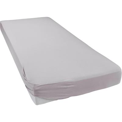 Spannbettlaken BELLANA "Jersey-Elasthan deLuxe", silber (silberfarben), B:180cm L:200-220cm, Jersey-Elasthan, Obermaterial: 95% Baumwolle, 5% Elasthan, Laken, für Boxspringbetten und sehr hohe Matratzen Image