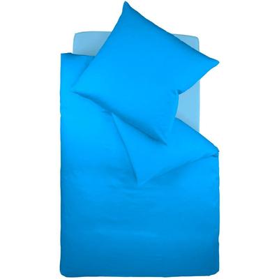 Bettwäsche FLEURESSE "Colours in 135x200, 155x220 oder 200x200 cm", blau (meeresblau), B/L: 155cm x 200cm, , Mako-Satin, B/L: 80cm x 80cm, Mako-Satin, Obermaterial: 100% Baumwolle, Bettwäsche, Bettwäsche aus 100% Baumwolle, uni, mit Reißverschluss Image