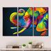 Design Art The Happy Rainbow Elephant - Modern Framed Canvas Wall Art Set Of 3 Canvas, Wood in Blue | 32 H x 48 W x 1 D in | Wayfair