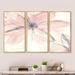 Design Art Pink Shabby Floral II - Shabby Elegance Framed Canvas Wall Art Set Of 3 Canvas, Wood in Pink/White | 32 H x 48 W x 1 D in | Wayfair