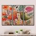 Design Art Smiling Bird Kiss - Cottage-Animal Framed Canvas Wall Art Set Of 3 Canvas, Wood in Orange/Pink | 28 H x 36 W x 1 D in | Wayfair