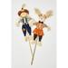 The Holiday Aisle® 2 Piece Scarecrow on Stick Figurne Set Polyester in Blue/Brown/Orange | 36 H x 14 W x 1 D in | Wayfair