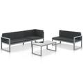 Latitude Run® 3 Piece Garden Lounge Set w/ Cushions Aluminum Black Metal in Black/Gray | 25.4 H x 79.9 W x 26 D in | Outdoor Furniture | Wayfair