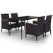 Red Barrel Studio® 5 Piece Patio Dining Set w/ Cushions Poly Rattan & Glass Glass/Wicker/Rattan in Black | 29.13 H x 55.12 W x 23.62 D in | Wayfair