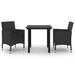 Red Barrel Studio® Outdoor Table & Chair Set Poly Rattan & Glass Glass/Wicker/Rattan in Black | 29.13 H x 31.5 W x 22.44 D in | Wayfair