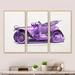 Williston Forge Purple Vintage Car - Industrial Framed Canvas Wall Art Set Of 3 Canvas, Wood in White | 28 H x 36 W x 1 D in | Wayfair