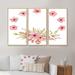 Red Barrel Studio® Sakura Blossom Petal Wreath - Traditional Framed Canvas Wall Art Set Of 3 Canvas, Wood in White | 28 H x 36 W x 1 D in | Wayfair