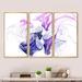 Orren Ellis Colored Smoke Purple - 3 Piece Floater Frame Painting on Canvas Canvas, Wood in White | 28 H x 36 W x 1 D in | Wayfair