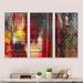 Orren Ellis Red Decorative Design - Abstract Framed Canvas Wall Art Set Of 3 Canvas, Wood in White | 28 H x 36 W x 1 D in | Wayfair