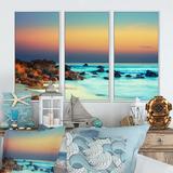 Rosecliff Heights Sunset Over Blue Sky - 3 Piece Floater Frame Photograph on Canvas Canvas, Wood in White | 28 H x 36 W x 1 D in | Wayfair