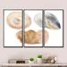 Orren Ellis Holiday Set w/ Abstract Blue & Beige Circle Spot - 3 Piece Floater Frame Painting on Canvas Metal in Blue/Brown/White | Wayfair