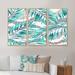 Bayou Breeze Green Palm Curly Leaf Waves - Traditional Framed Canvas Wall Art Set Of 3 Canvas, Wood in White | 28 H x 36 W x 1 D in | Wayfair