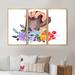 Red Barrel Studio® Brown Hand Holding Pink Hand w/ Flowers - Traditional Framed Canvas Wall Art Set Of 3 Metal in Gray/Indigo/Pink | Wayfair